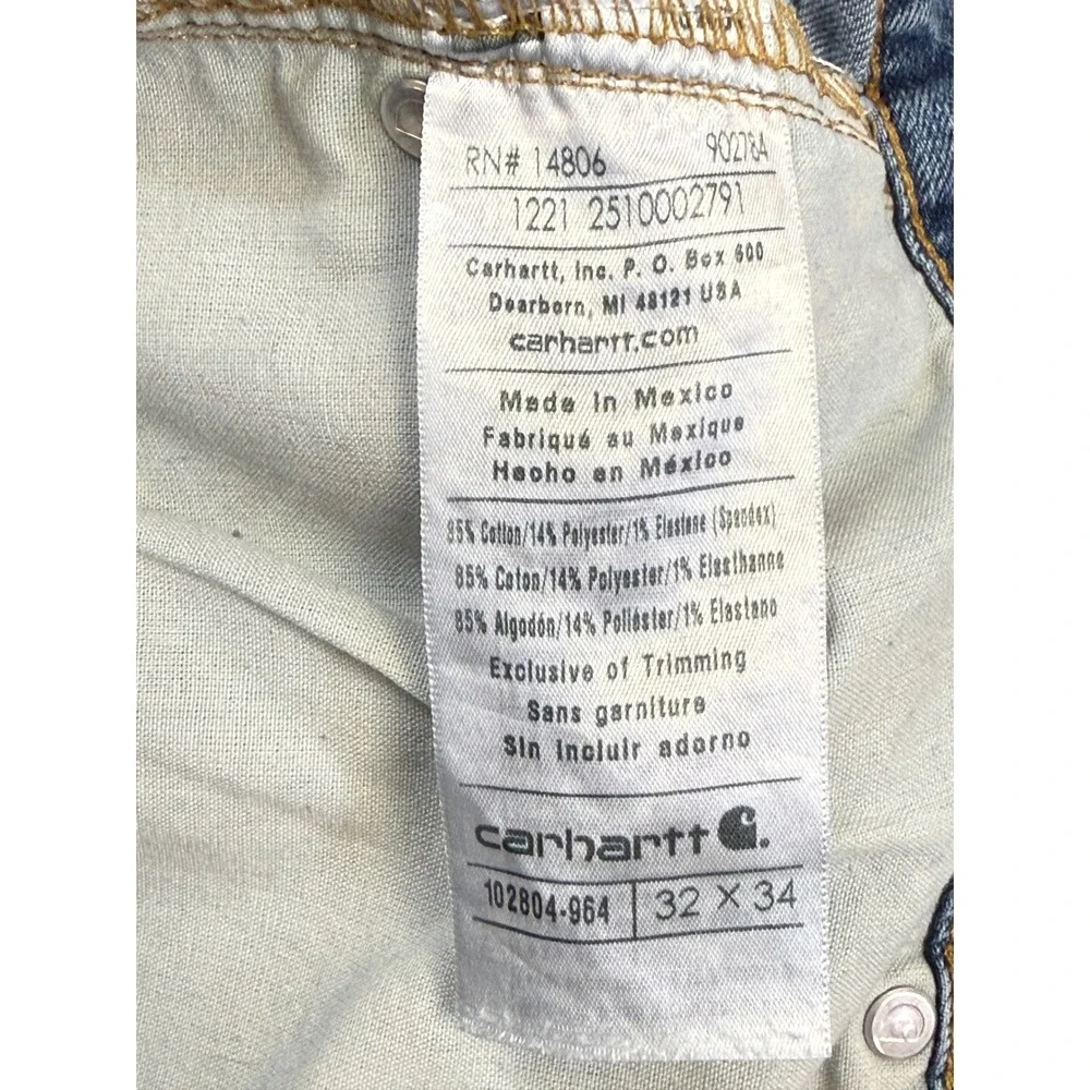 Carhartt Rugged Flex Relaxed Fit Straight Leg Jeans Mens 32x34 Light Wash Blue